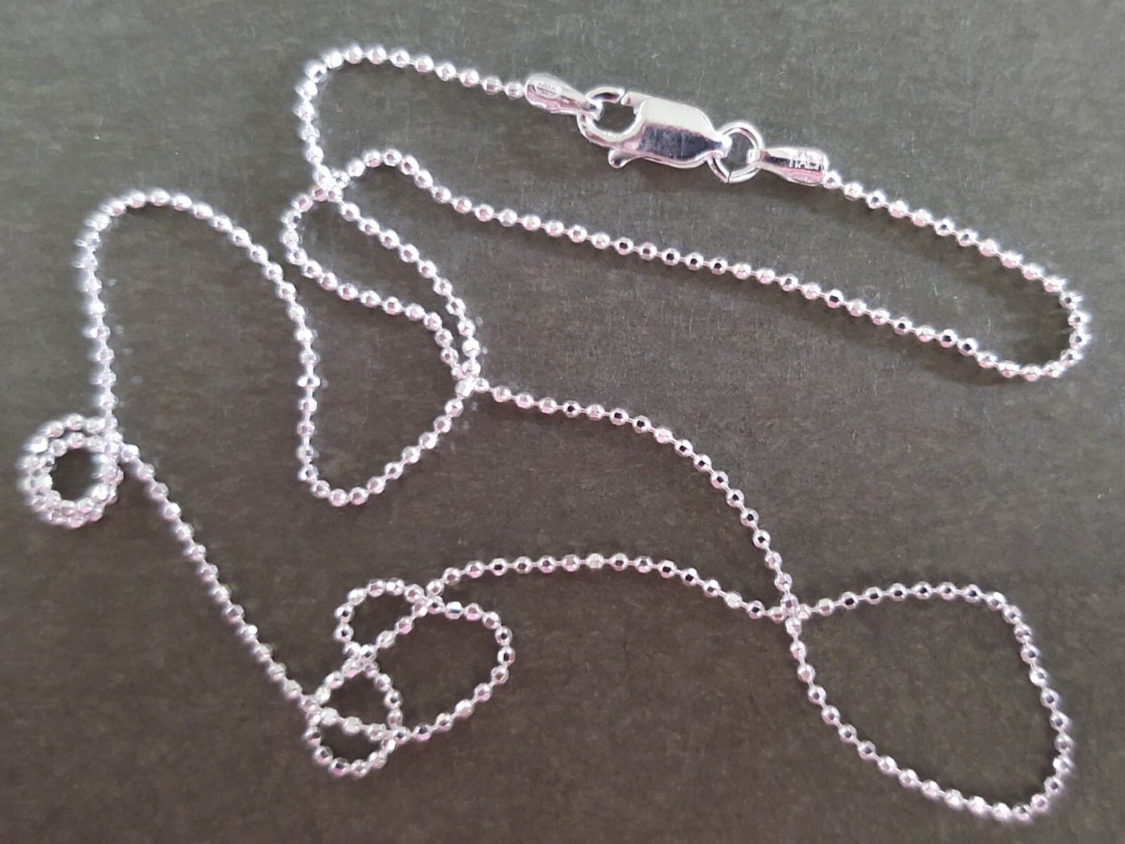 Diamond Cut Bead Necklace Chain (1.2mm) — Sterling Silver — Made in Italy [GK]