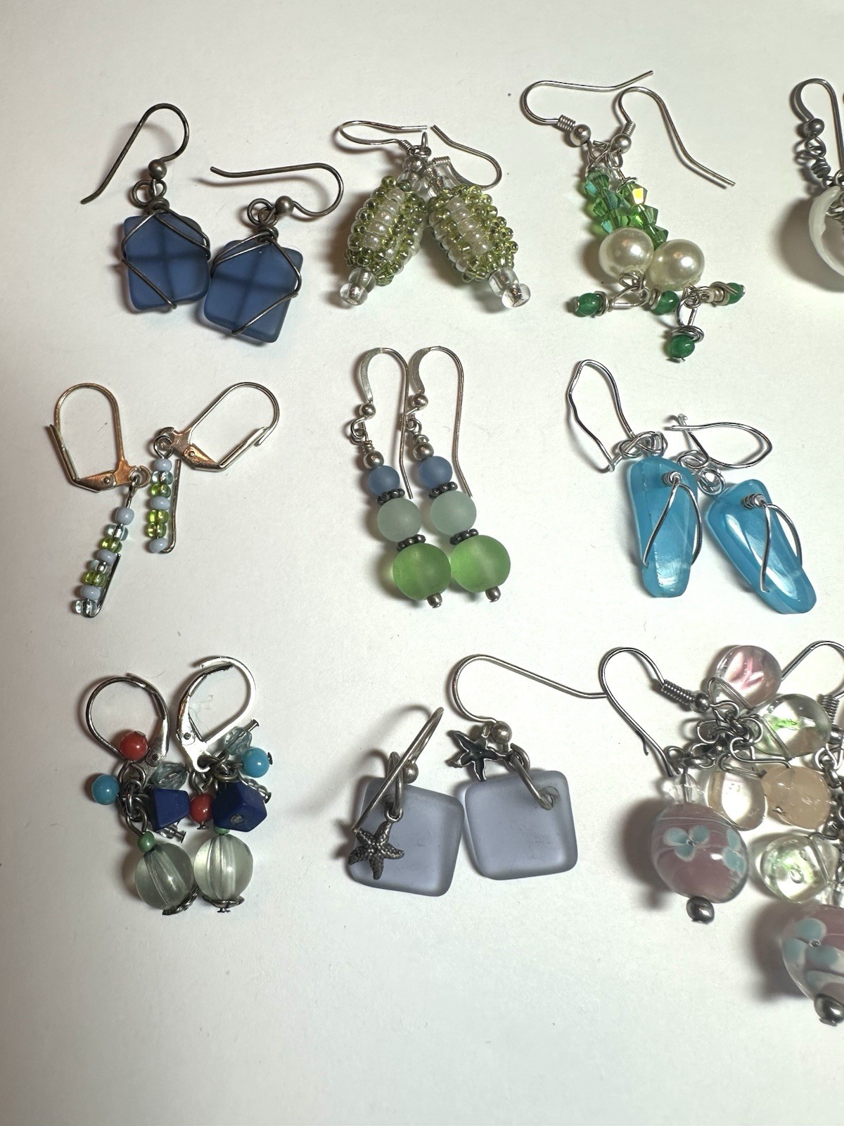 LOT 16 Pair Beaded Whimsical Colorful Pierced Earrings Dangle