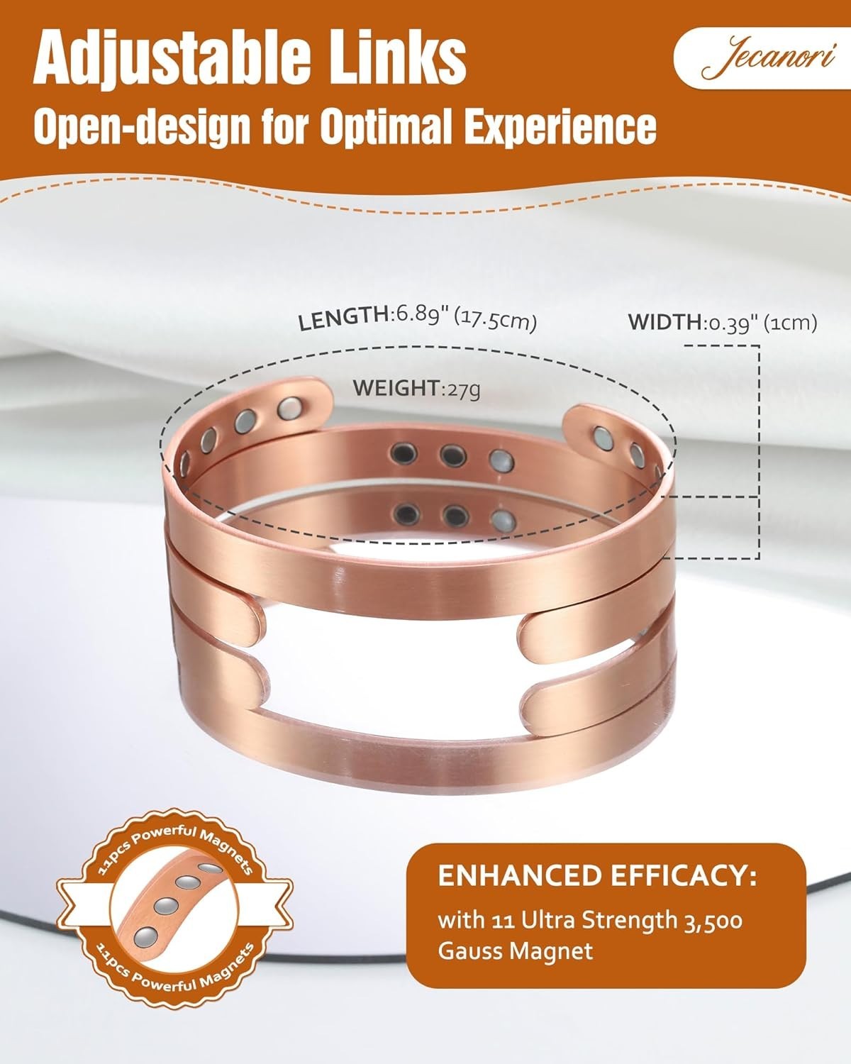 Stylish 99.99% Pure Copper Magnetic Bracelets for Wellness – Gift Box Included