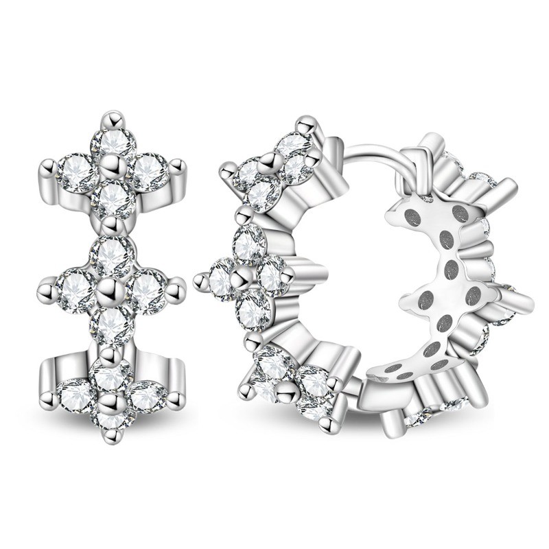 PANDACH 925 Sterling Silver AAA CZ Huggie Hoop Earrings For Women Jewelry Gifts