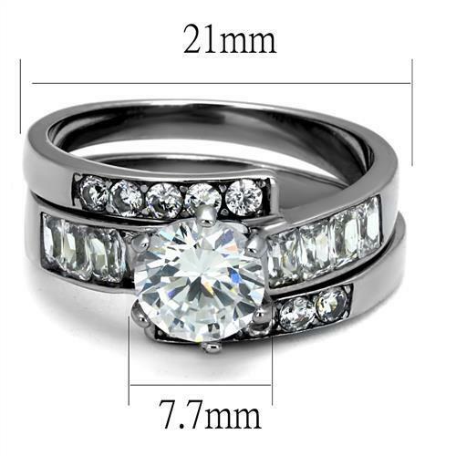 TK2616 – No Plating Stainless Steel Ring with AAA Grade CZ in Clear