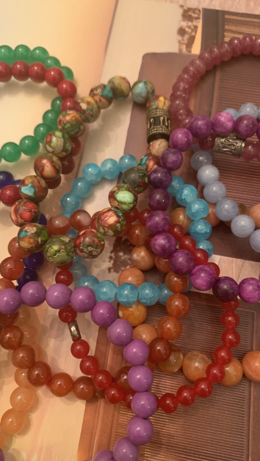 Gemstone and Fashion Bead Stretch Bracelets Lot Of 14