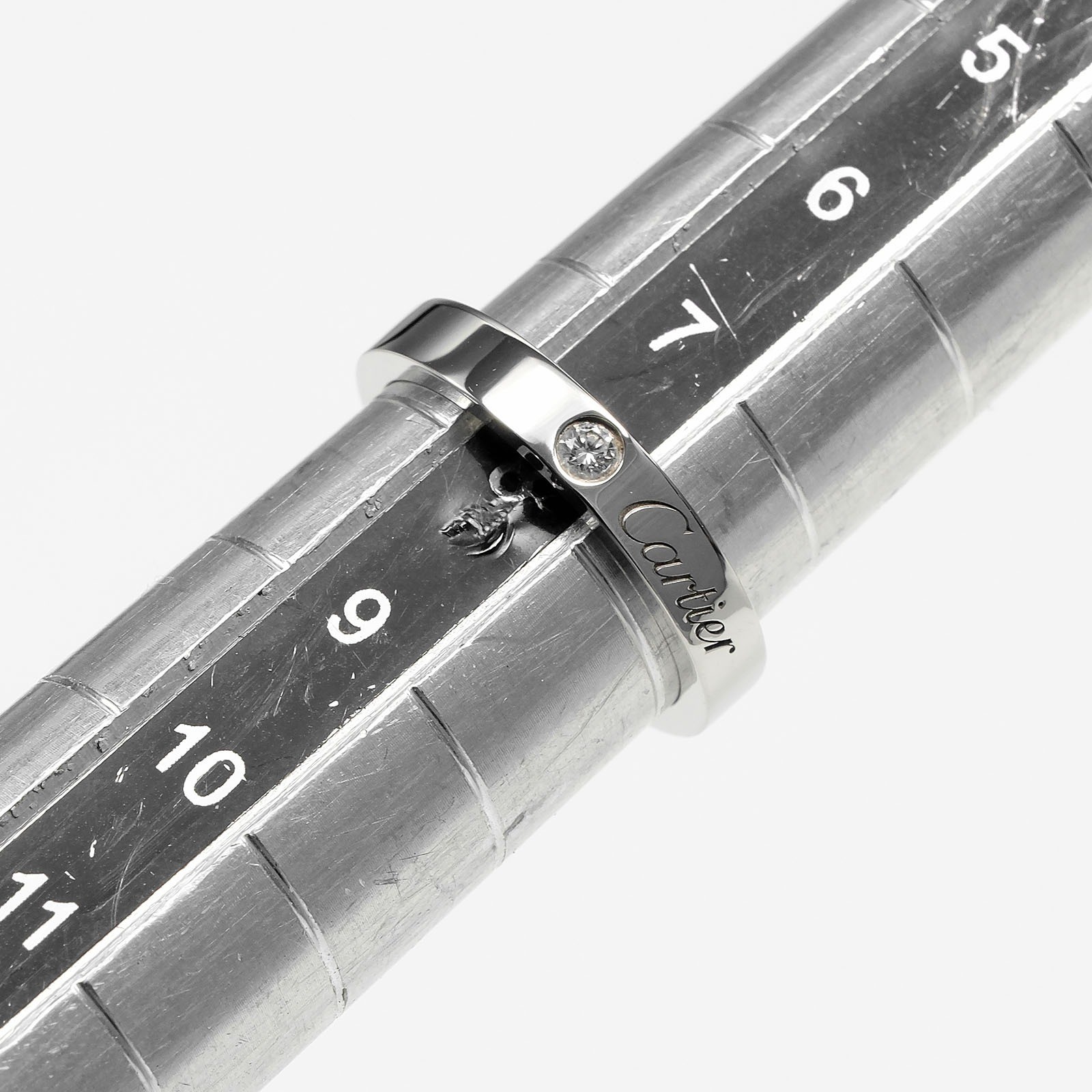 CARTIER C de Cartier engraved Ring Pt950Platinum/diamond #4.5(US Size) 4.8…