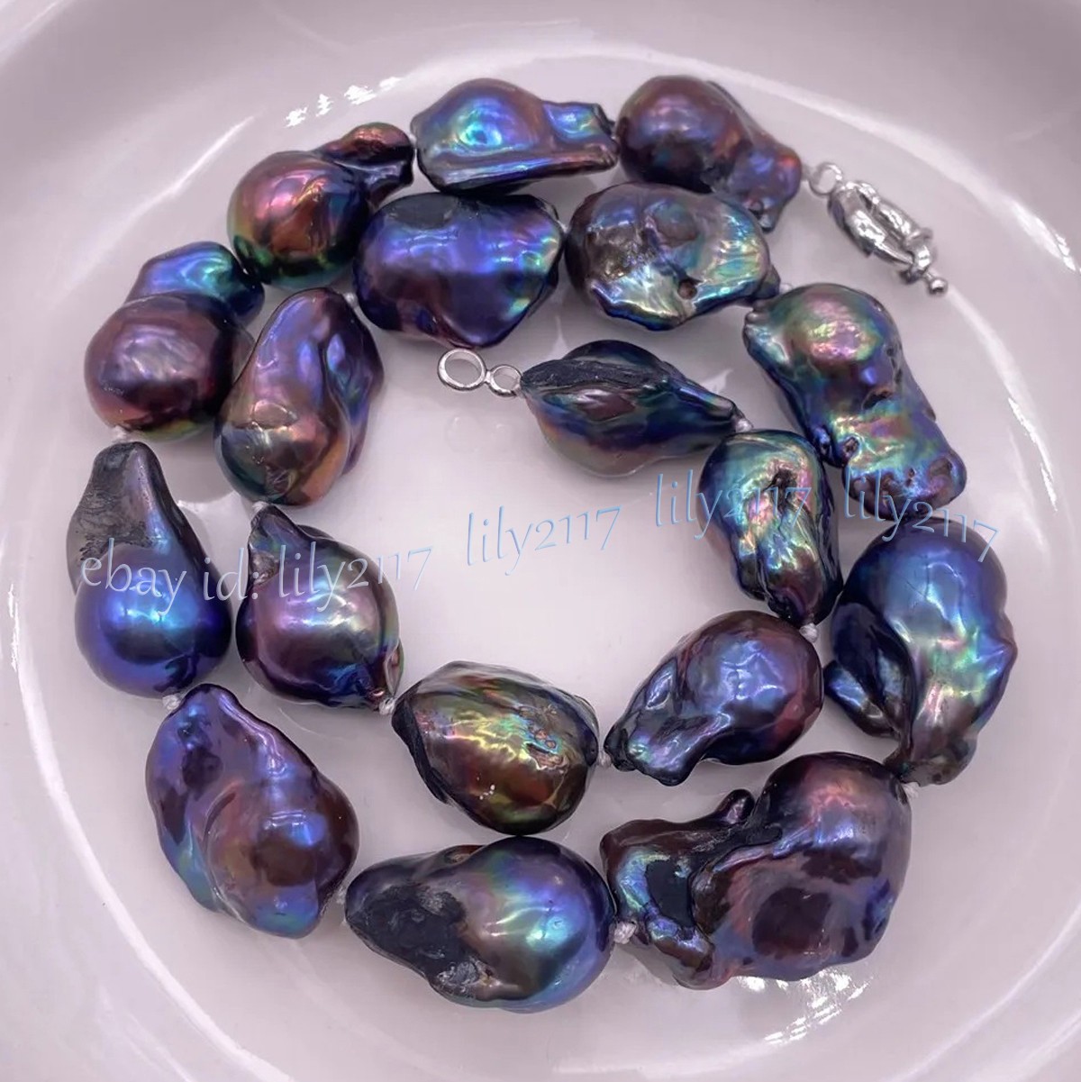 Good Quality Natural Luster Genuine South Sea Black Keshi Baroque Pearl Necklace