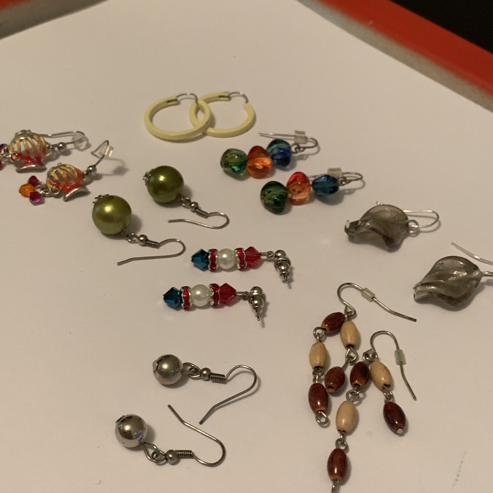 Lot Of 8 Vintage – Modern Costume Earrings Pierced Variety – Dangle, Beaded, Etc
