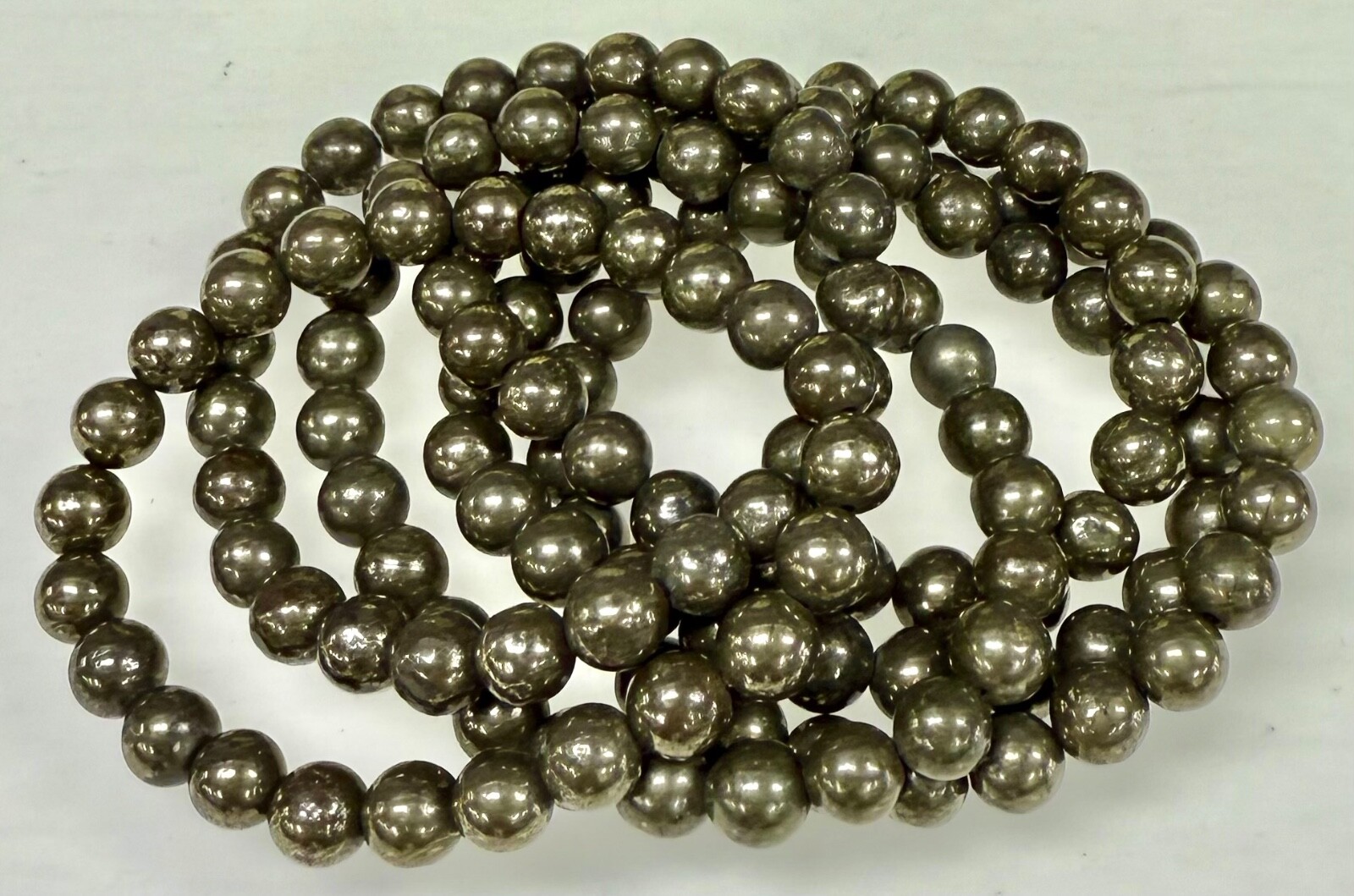 Wholesale 6 Pcs Natural Pyrite 8mm 7.5” Crystal Healing Stretch Bracelet