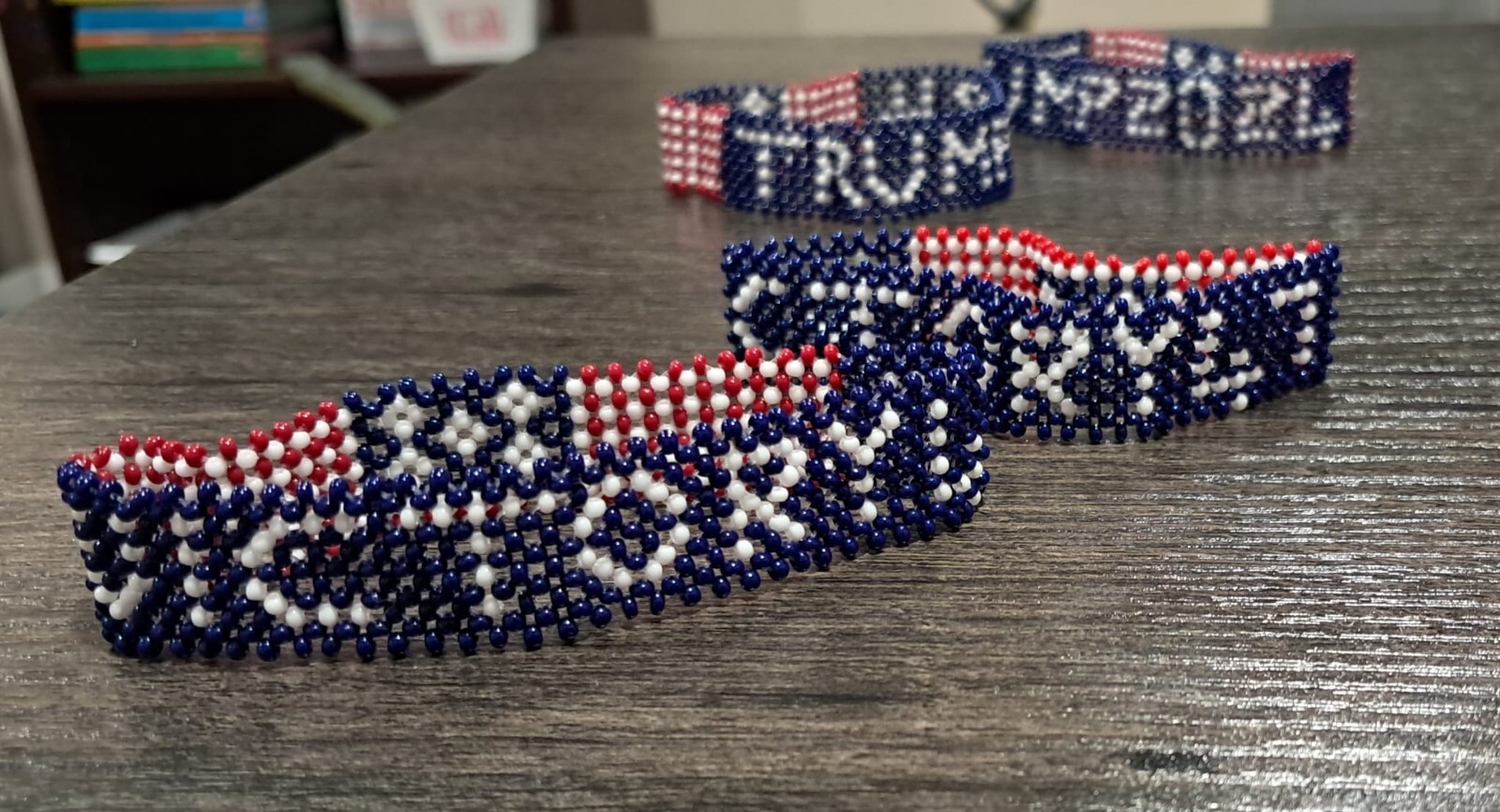 Trump Beaded Bracelet Red White and Blue 3 Piece