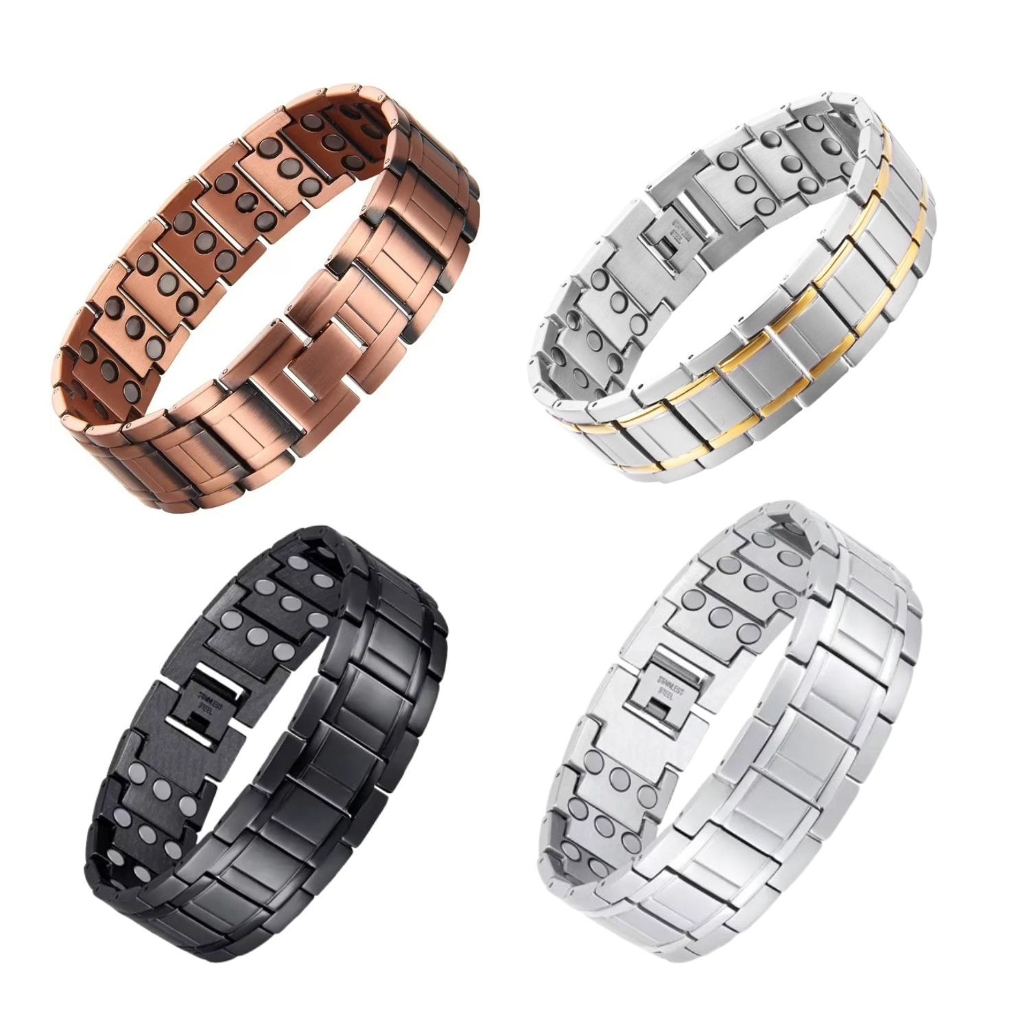 Men magnetic titanium steel cufflink bracelet,4-in-1 energy hand band Arthritis