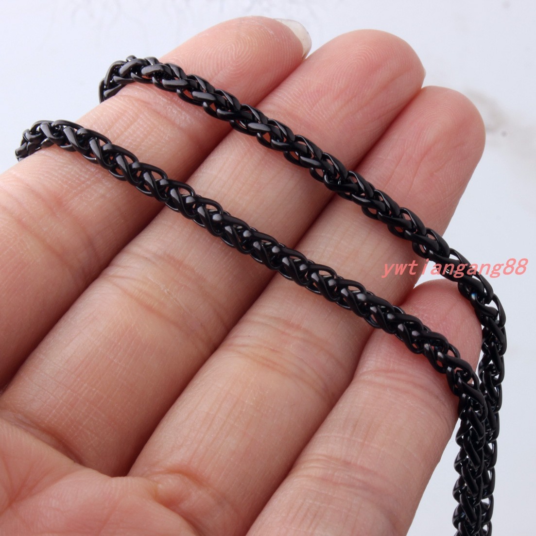 Braided Wheat Link 3-6MM Mens Chain Silver/Gold/Black Stainless Steel Necklace