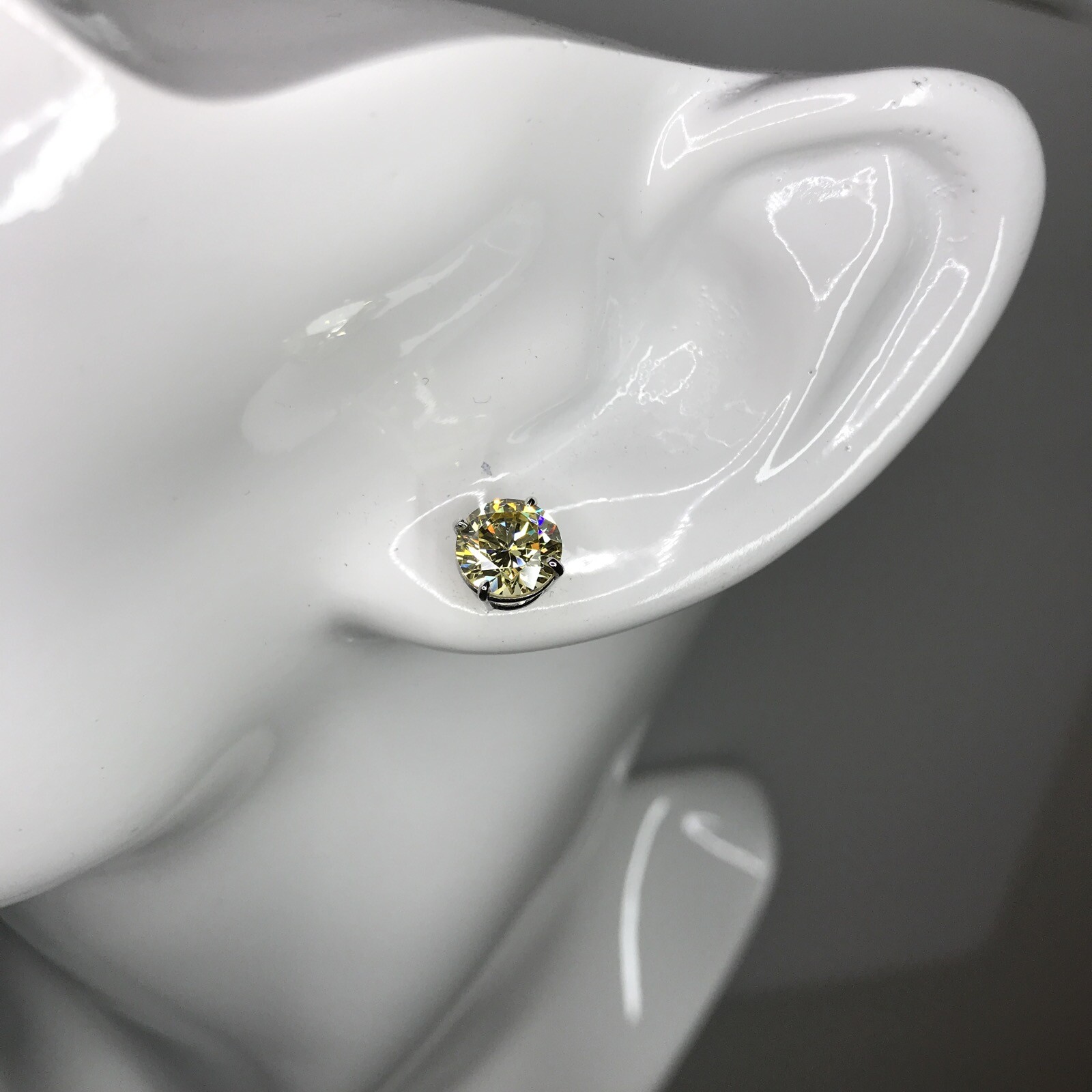 5Ct Studs Diamond Earrings Fancy Yellow Round Man Made 14k Solid Gold