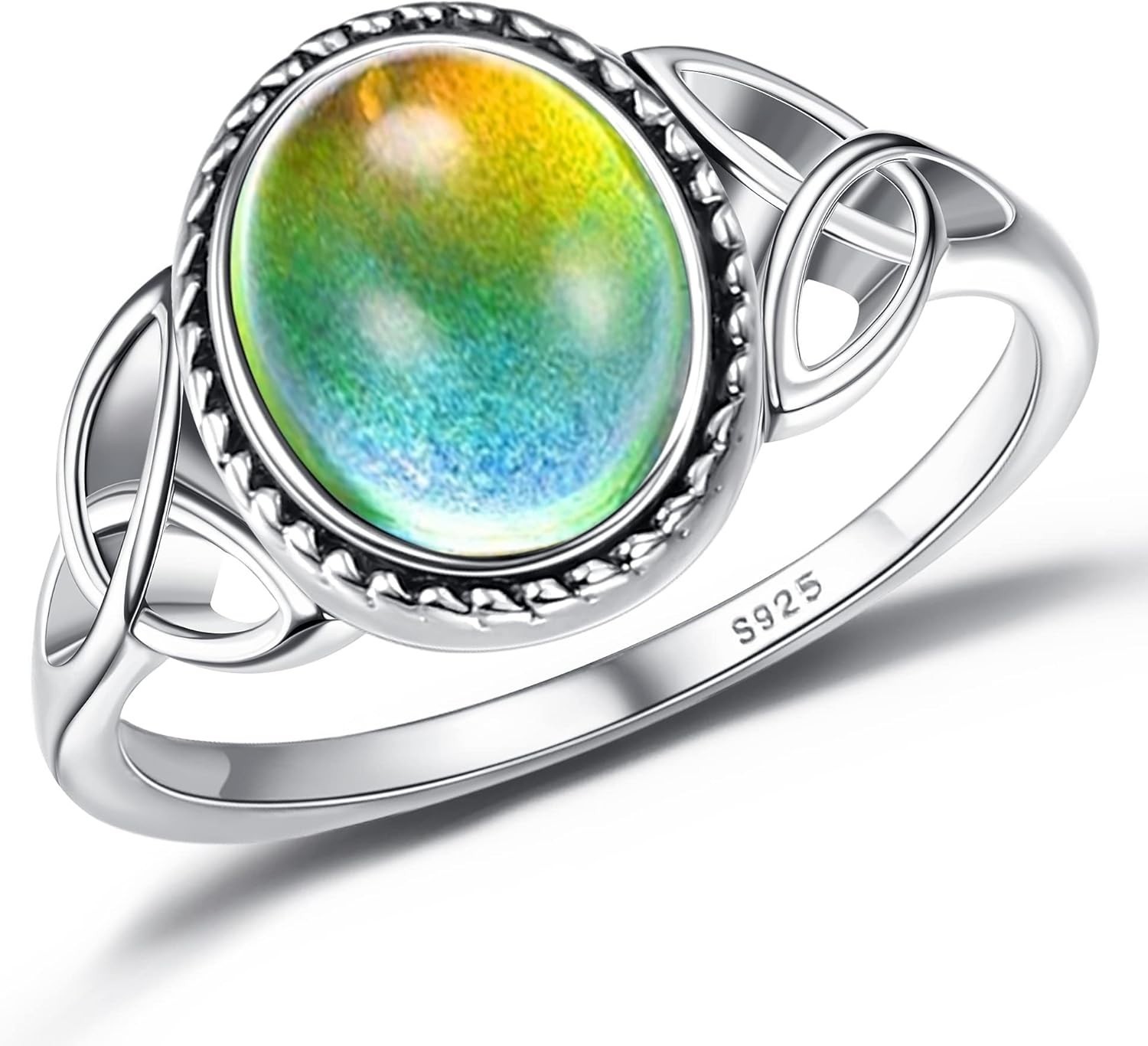925 Sterling Silver Mood Ring with Vintage Celtic Knot – Color Changing Elegance