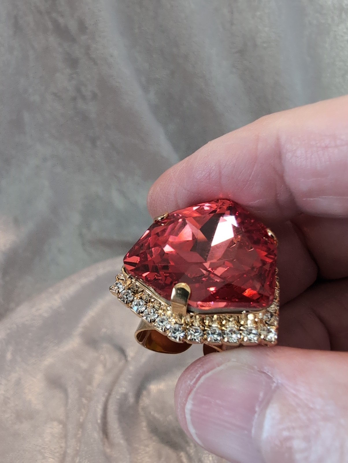 Lotus Pink And Shield Cut Padparadscha Swarovski Rings