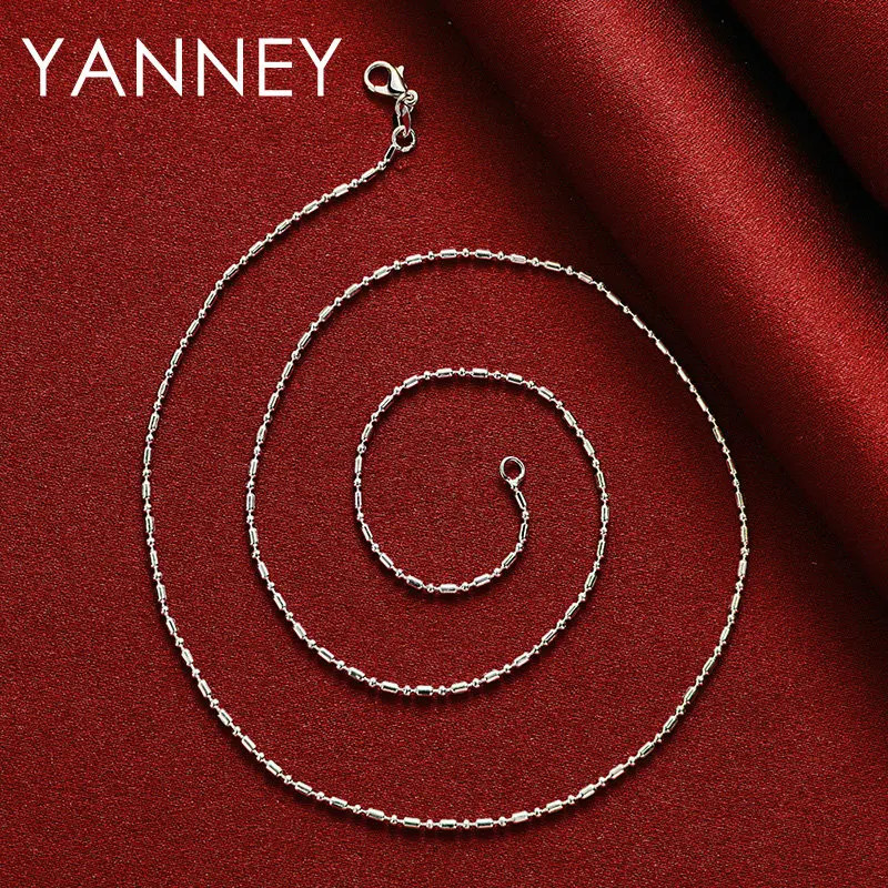 Original Sterling Silver 16-30 Inches Bamboo Chain Necklace For Women Men.