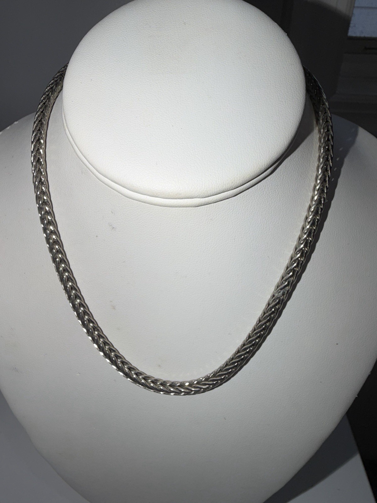 Chico’s Silver & Gold Tone Braided Chain Knot Necklace Magnetic Clasp