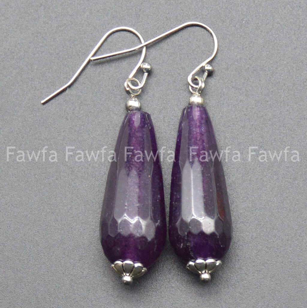 11x27mm Faceted Multicolor Mixed Gems Teardrop Beads Silver Hook Dangle Earrings