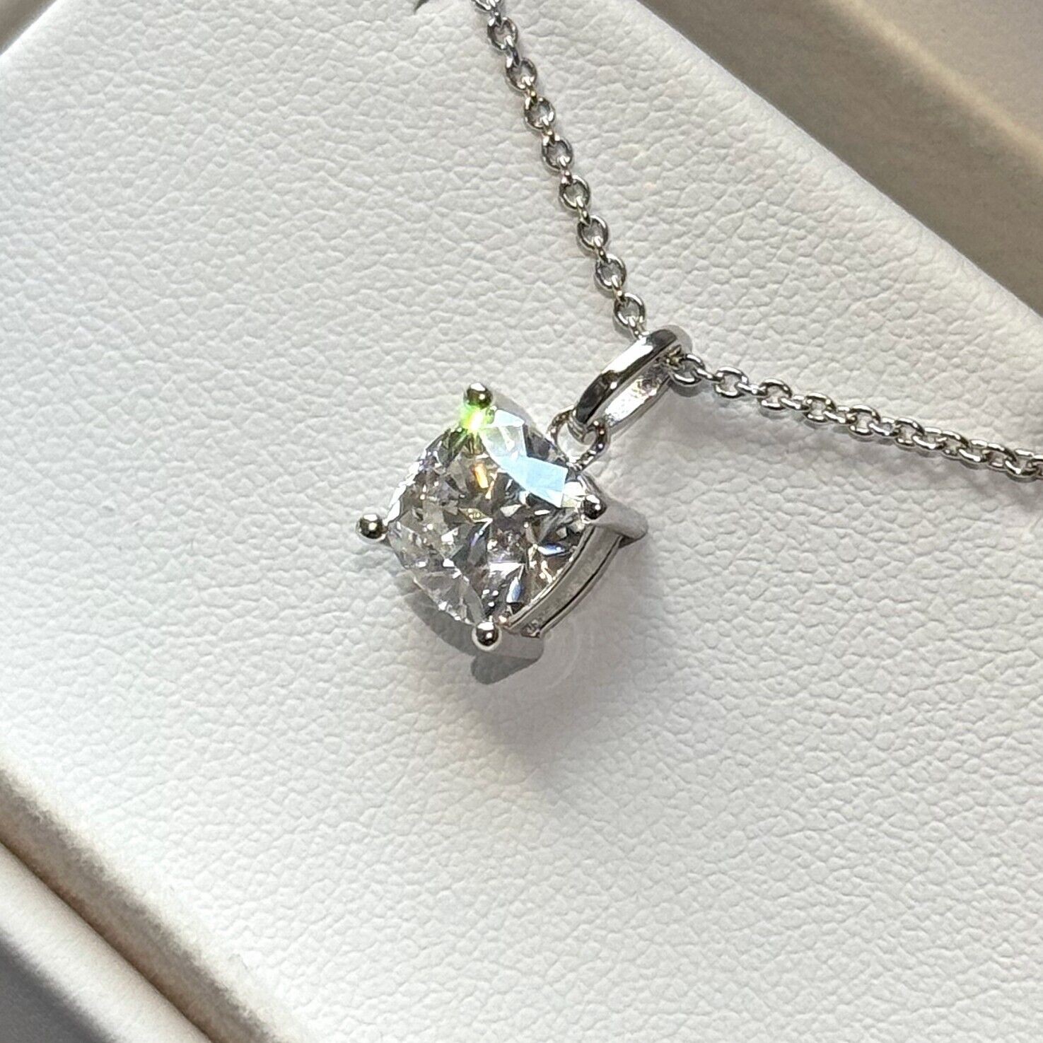 Cushion Cut Moissanite Solitaire Pendant with Necklace – 925 Silver or 14k Gold