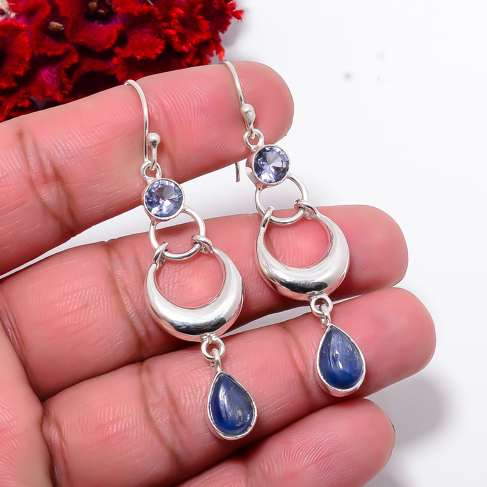 Kyanite – Nepal & Iolite 925 Sterling Silver Chandelier Earring 2.30″ E100344