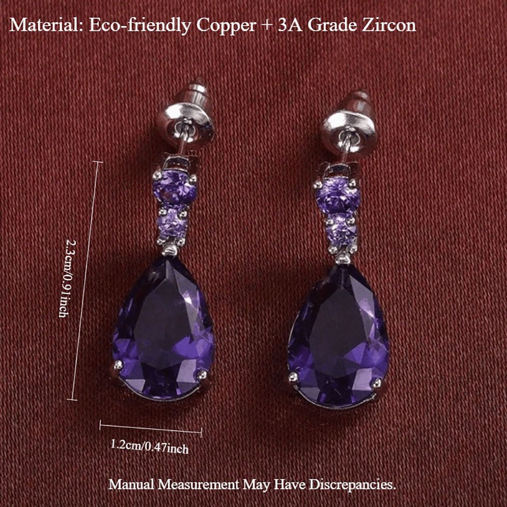 Teardrop Amethyst Dangle Earrings Jewelry For Women Casual Formal Party Occasion