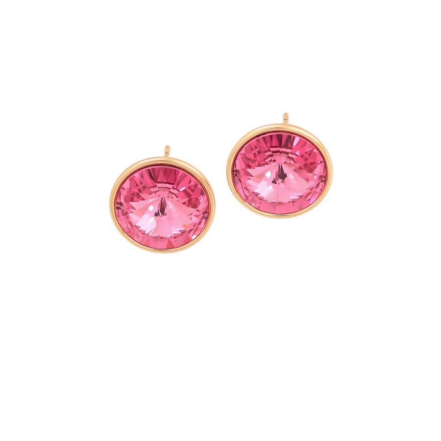 Regular Round Women Crystal Earrings Made with SWAROVSKI® Crystals / Aretes 18k