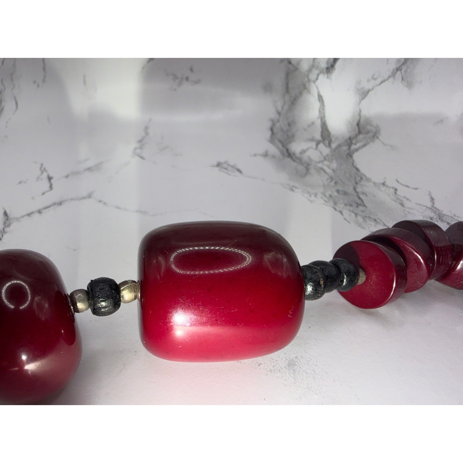 Chunky Burgundy Red Beaded Statement Necklace 24″ Large 27mm Bead