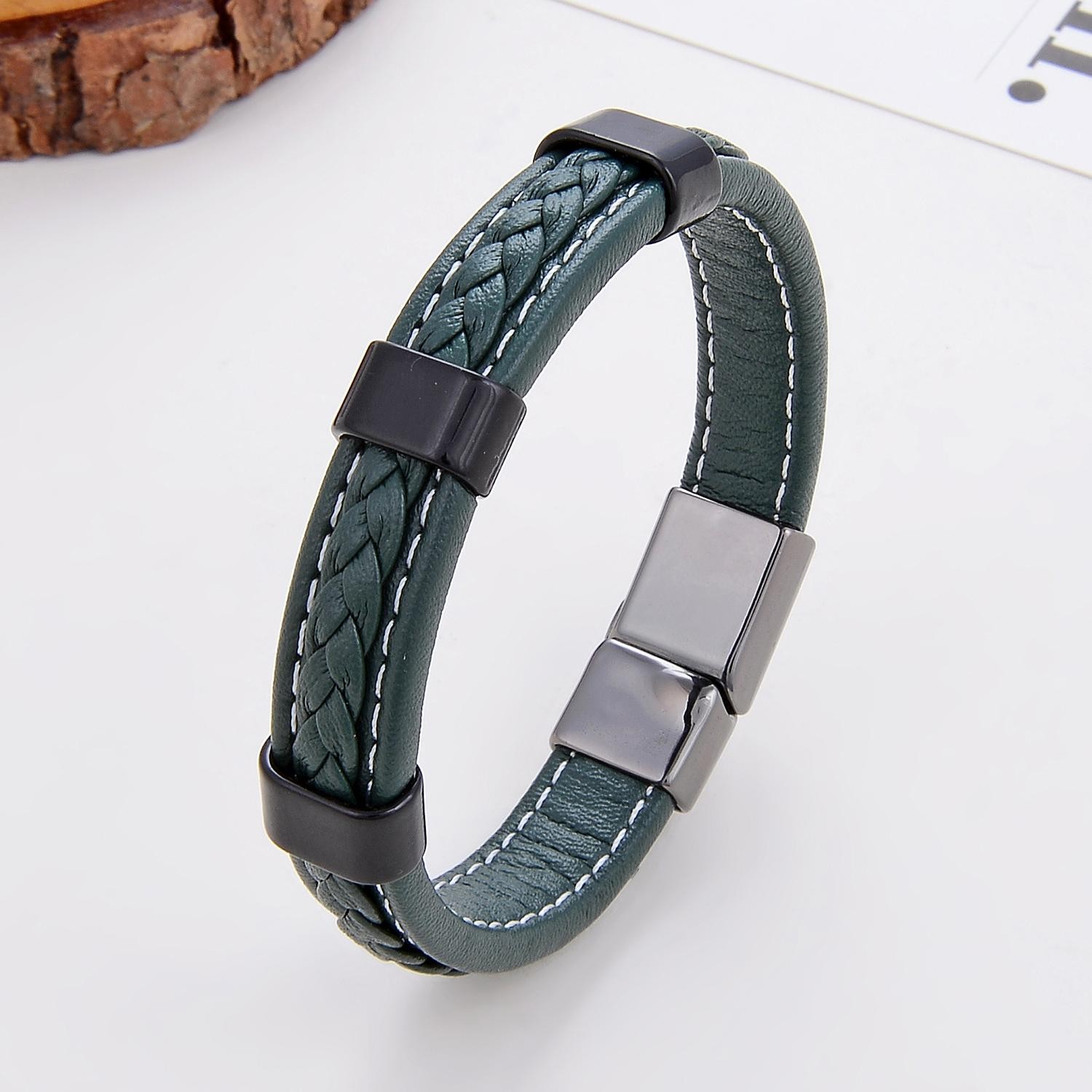 Classic Braided Leather Bracelet for Women & Men – Zinc Alloy Clasp Jewelry
