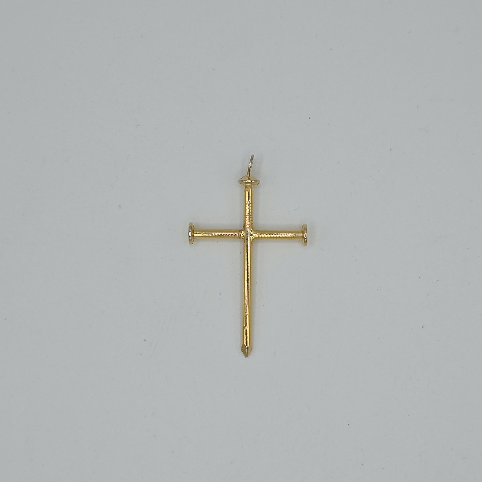 Three Nail Cross Gold Tone Pendant Christian Religious Jewelry 2.25″