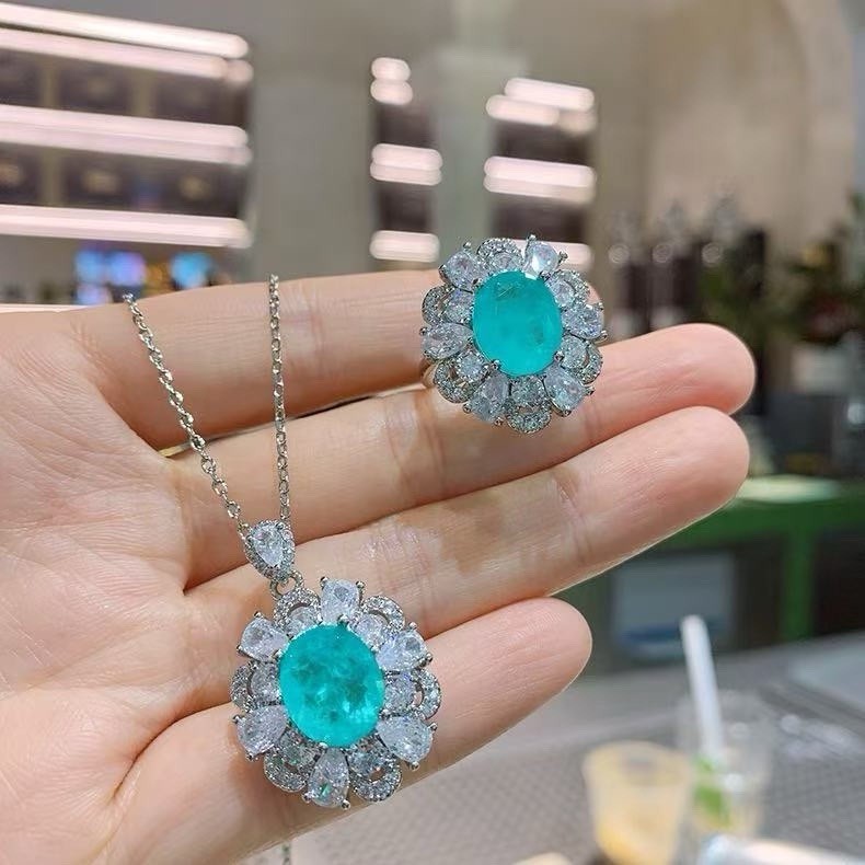 Wedding Bridal CZ Jewelry Set Zirconia Necklace Earrings Set