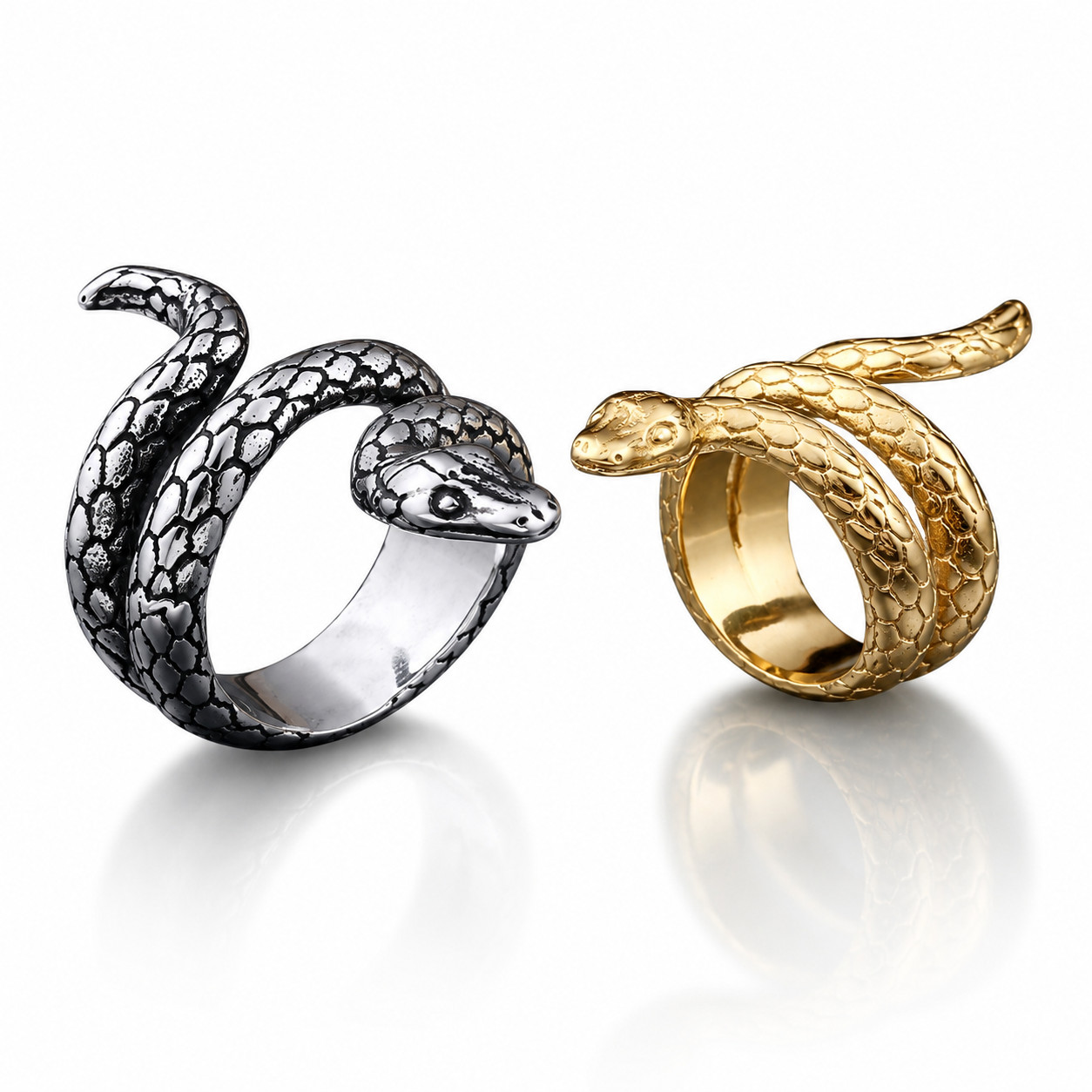 Stainless Steel Snake Rings Sizes 7-12 Fashion Jewelry Unisex, Women, Men