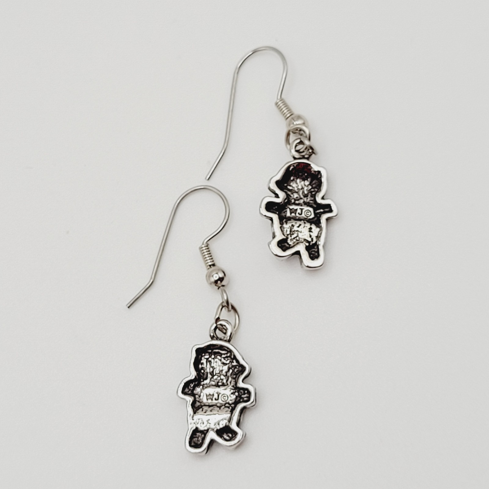SW Waldeck Johnson Teddy Bear Lapis Lazuli Silver Tone Pierced Hook Earrings
