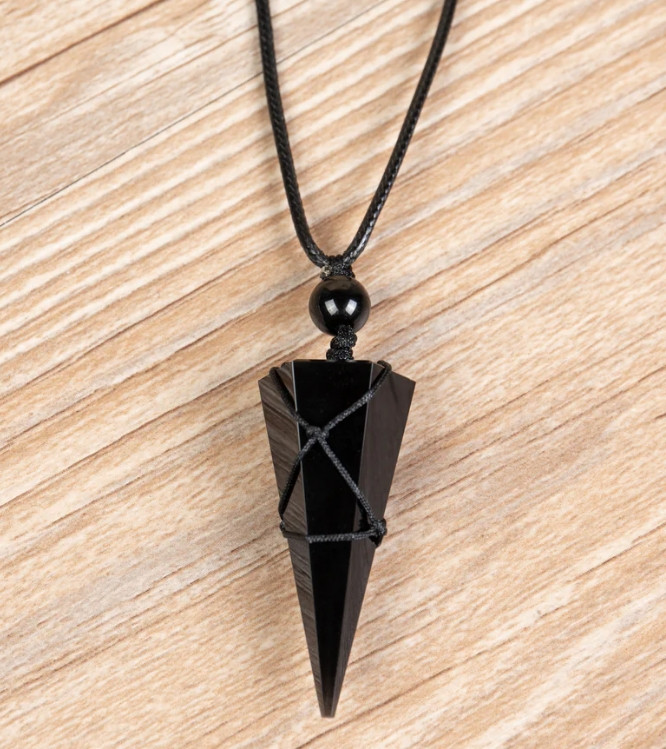 Hand-Polished Black Tourmaline Pendant High-Quality Crystal Point Spiritual Gift