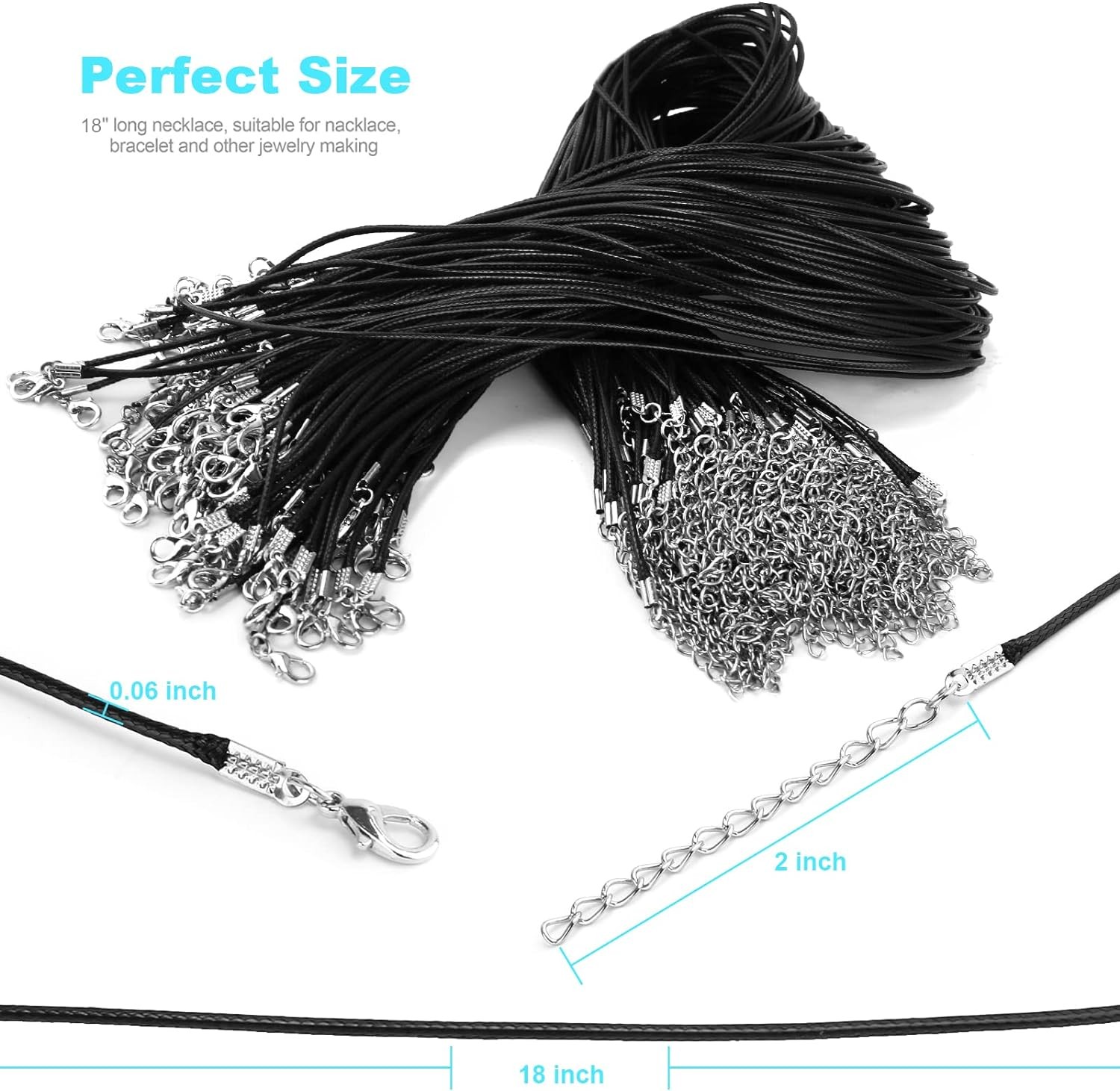 100Pcs Premium Leather Necklace Chains Bracelet Cord with Clasps for Pendants