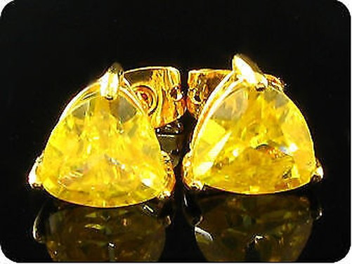Earrings Topaz Yellow 0 3/32×0 5/16in Gold Plated 18 K