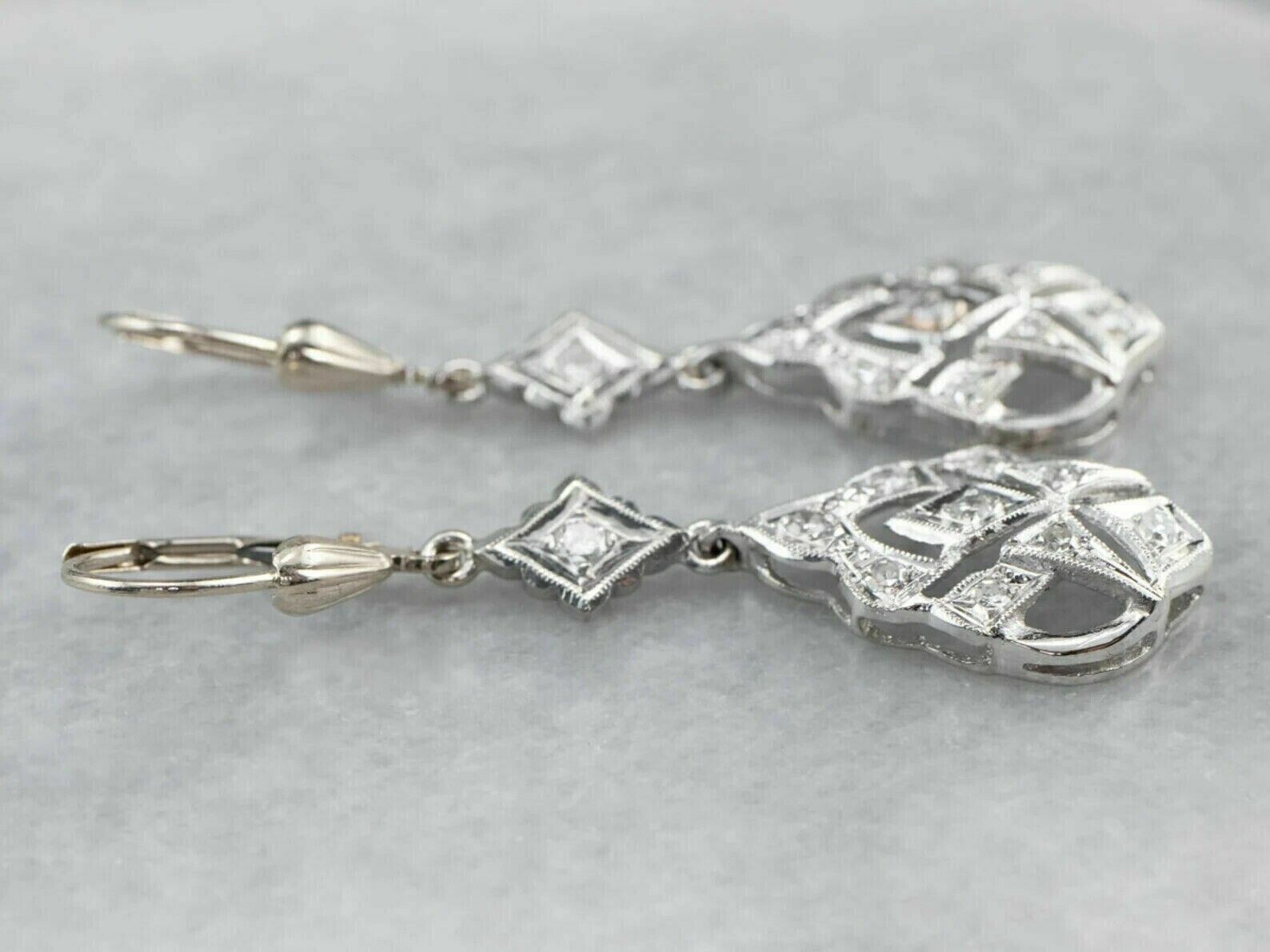 1.50Ct Round Cut Simulated Diamond Drop/Dangle Earring In 14k White Gold Plated
