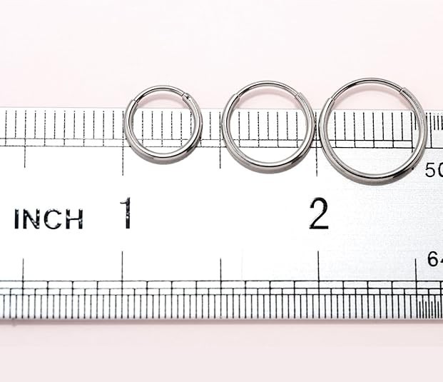 G23 Titanium Slim Huggie Hoop Earrings, Hypoallergenic F136 Implant Grade Pure T