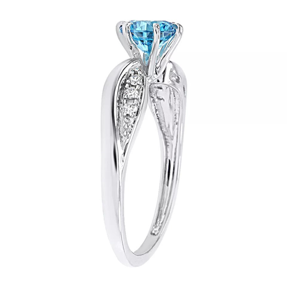1.00 Ct Blue Diamond Fancy Solitaire Engagement Ring In 14K White Gold $1317.36
