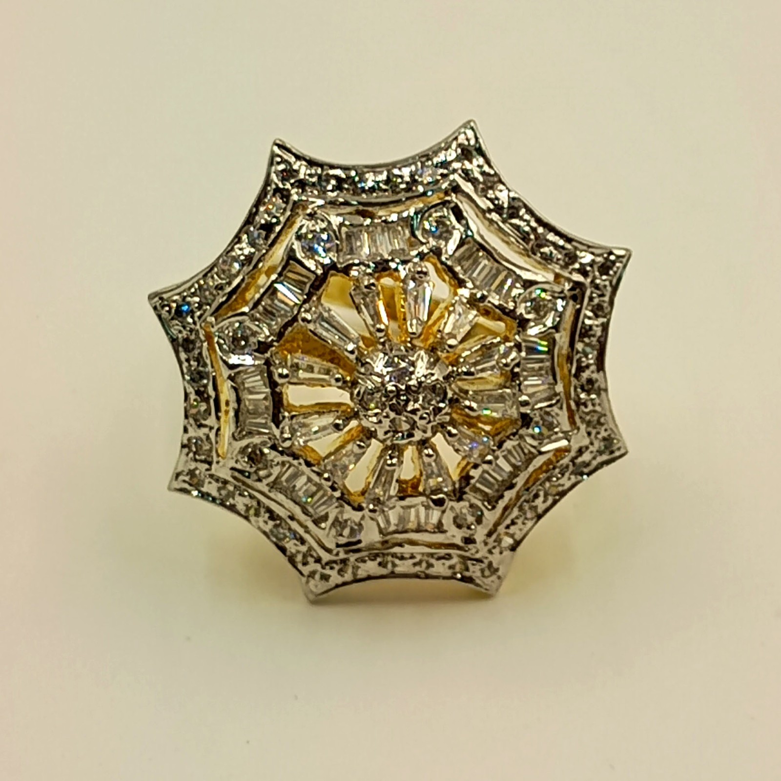 Luxury Handmade CZ Ring 22k Gold Plated South Indian Bridal Fashion Jewelry