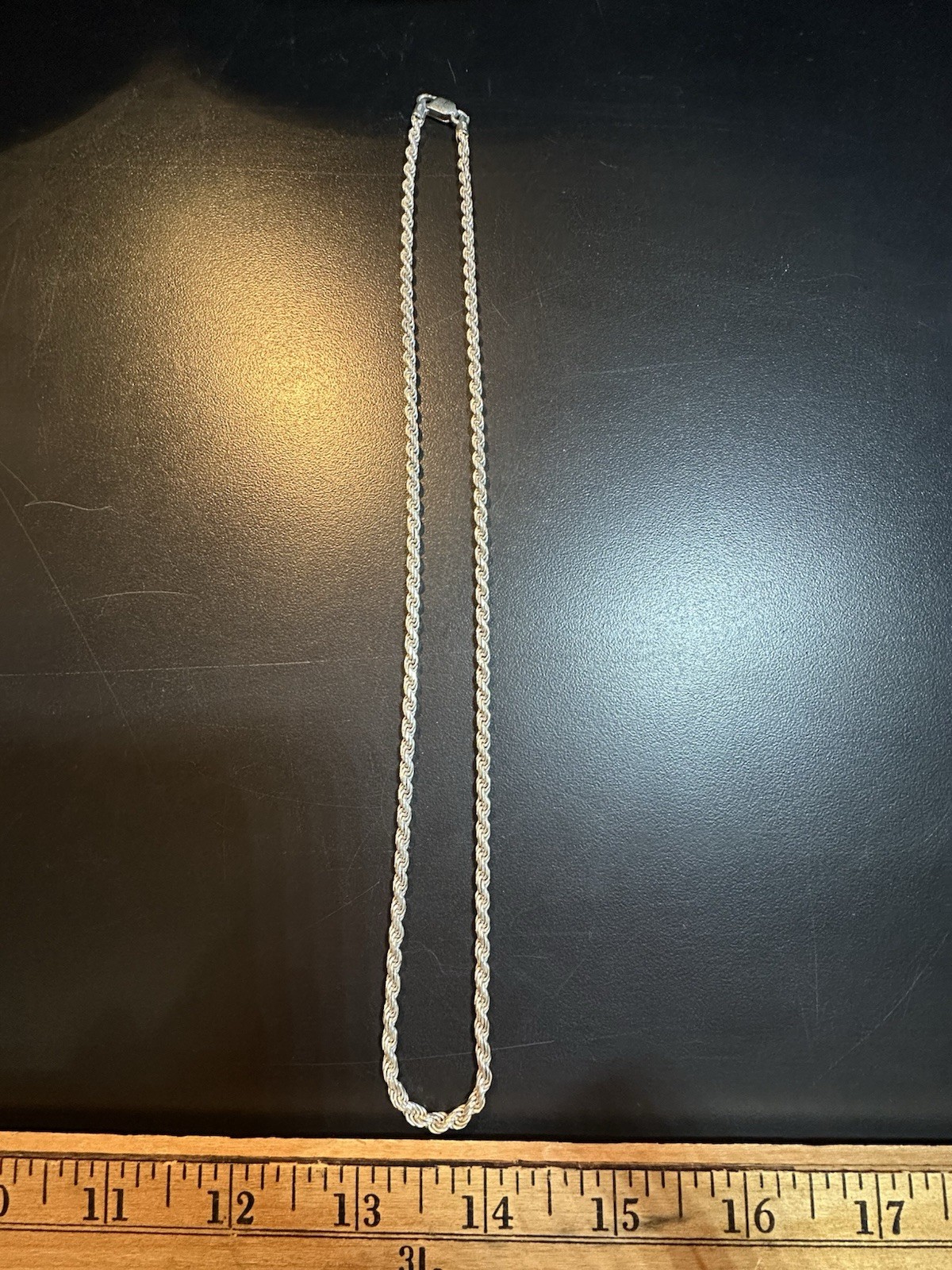 21g 925 Silver Rope Italy Chain Necklace, Lobster Clasp, 22 in, Signed