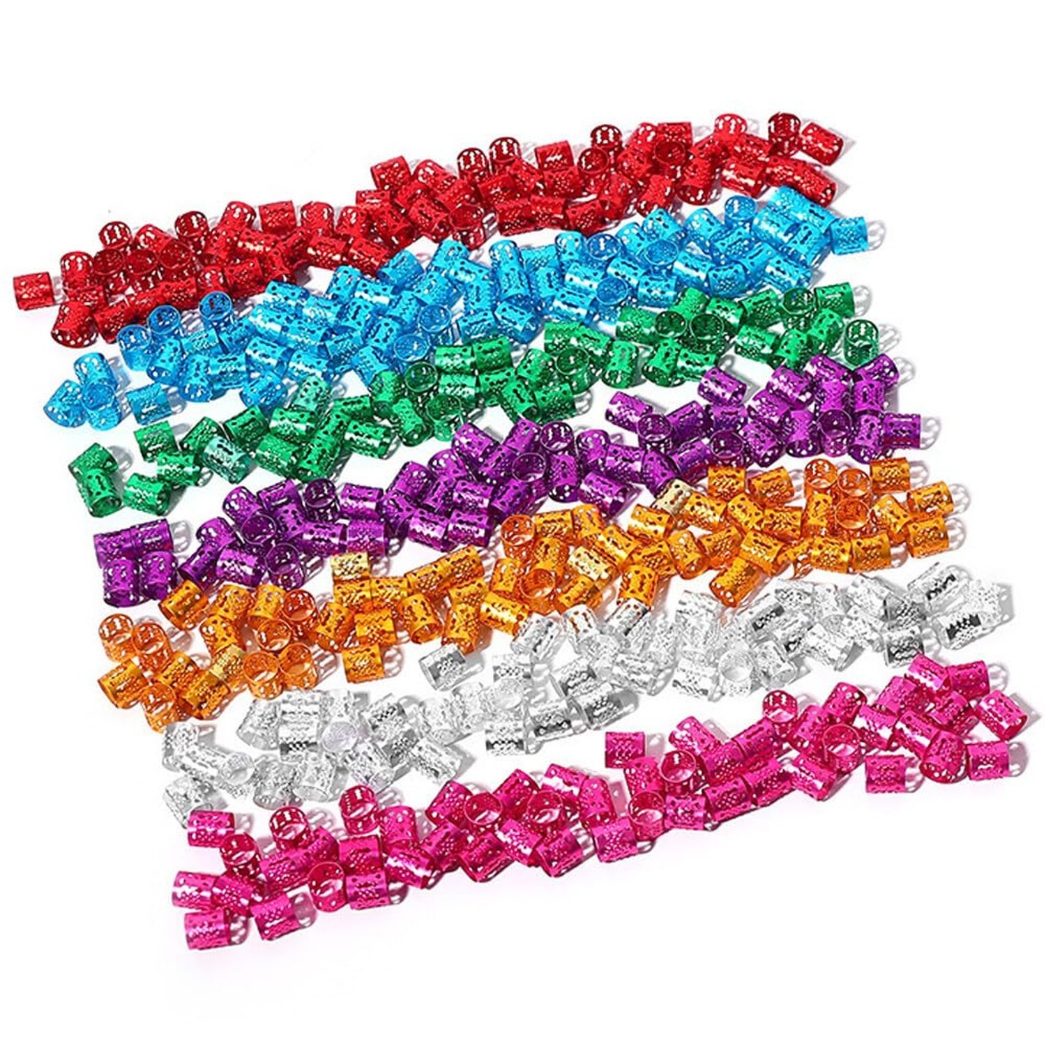 100Pcs Aluminum Multi-Color Dreadlocks Beads Hair Braid Rings Clips Hair Jewe…