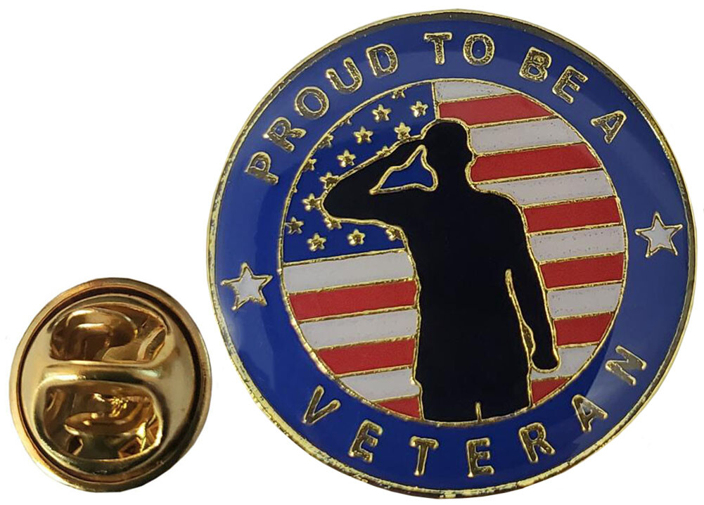 * Proud To Be A Veteran Lapel Or Hat Pin. Great Gift For Any Military Veteran.