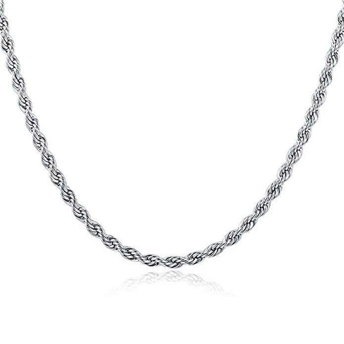 Stainless Steel Twisted Rope Silver Chain Necklace Men Women 2/2.5/3/4/5/7/9/mm