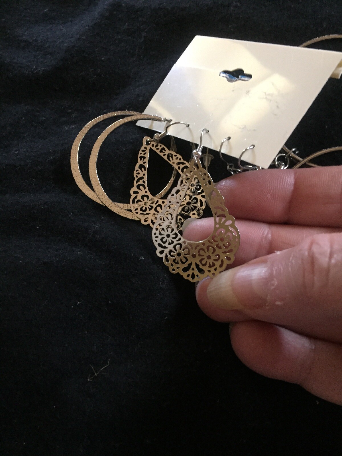 Umbranded Card Of 3 Pair Of Dangling Earrings. NWT@$18