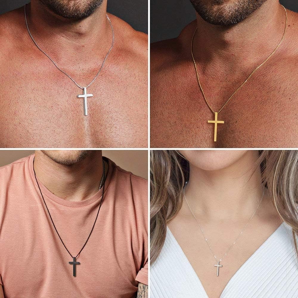 Elegant Stainless Steel Cross Necklace for Men & Teens – Adjustable 16-30 Inches