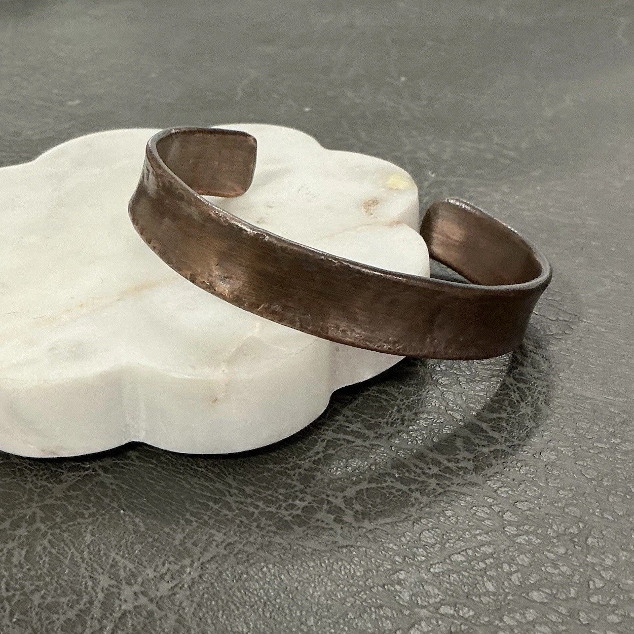 100% Pure Copper Handmade Cuff Bracelet Men’s Hammered Concrete Finish