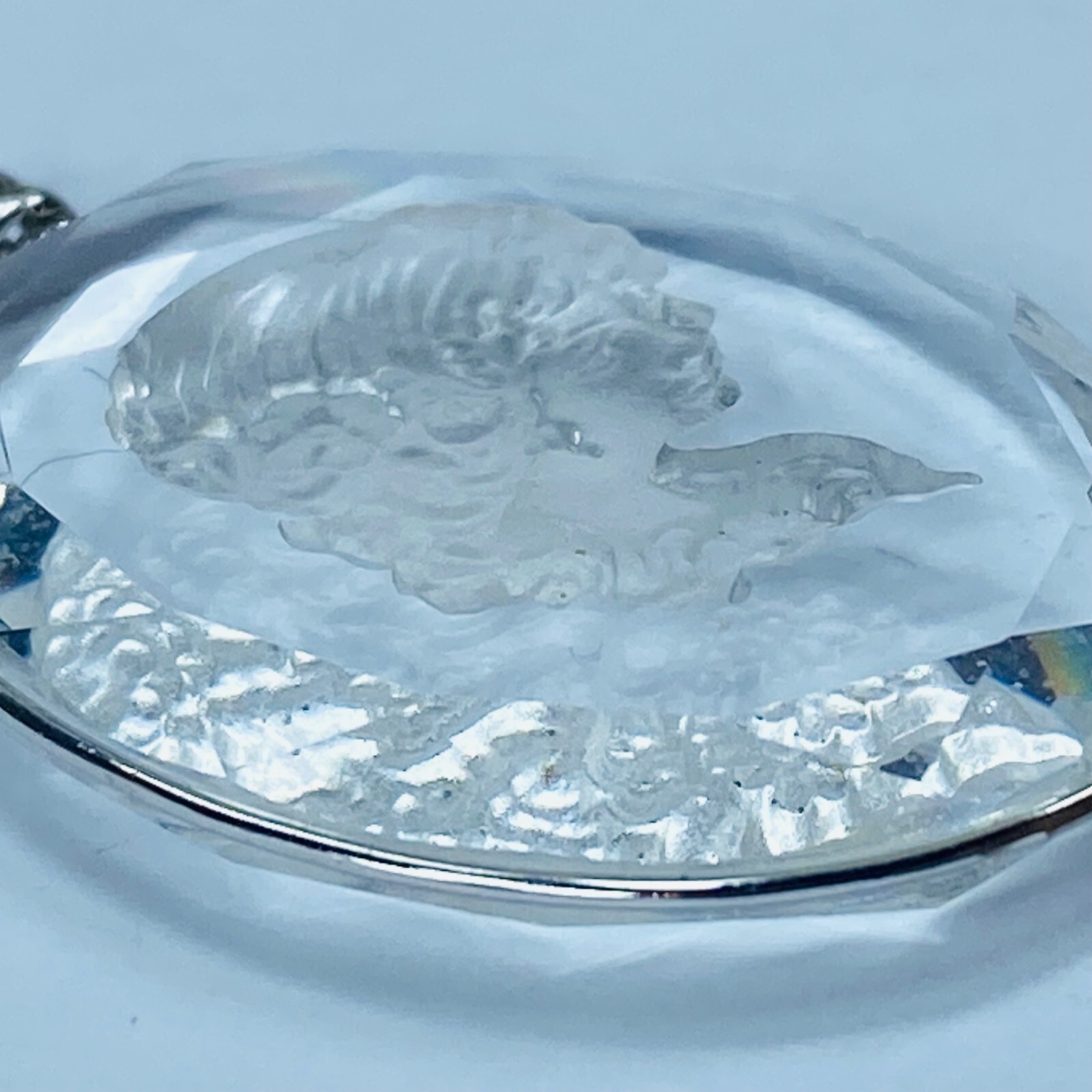 Cyrstal Cameo Girl Lady Women Pendant for Necklace Clear Glass Etched In Design
