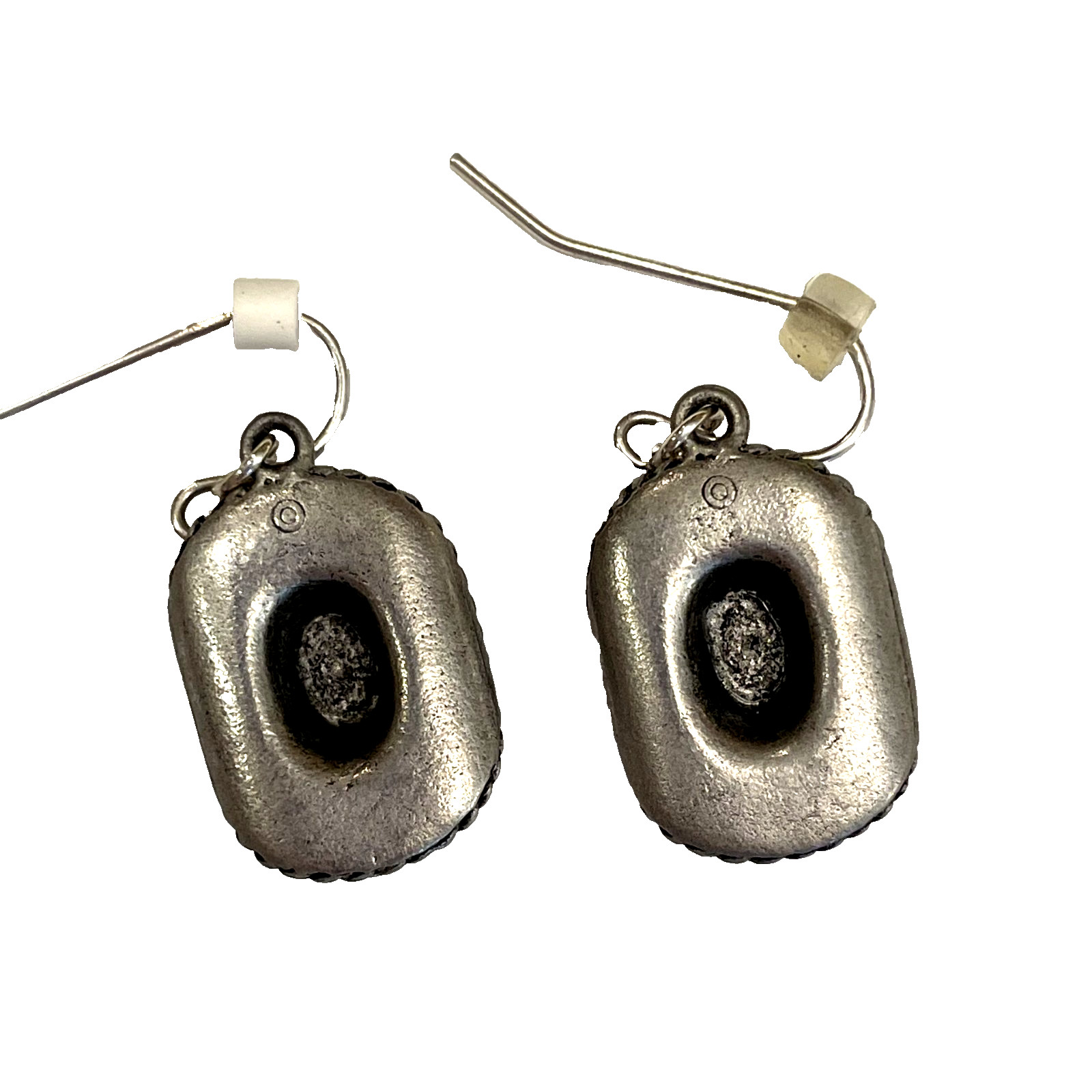 Western Cowgirl Hat Pierced Earrings Dangle Pewter Tone