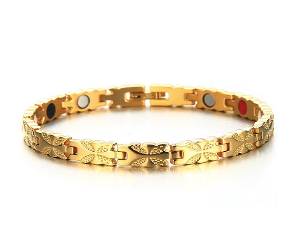 8″ Inch Womens Magnetic Stainless Steel Bracelet Ladies Yellow Gold w/ Fancy Box
