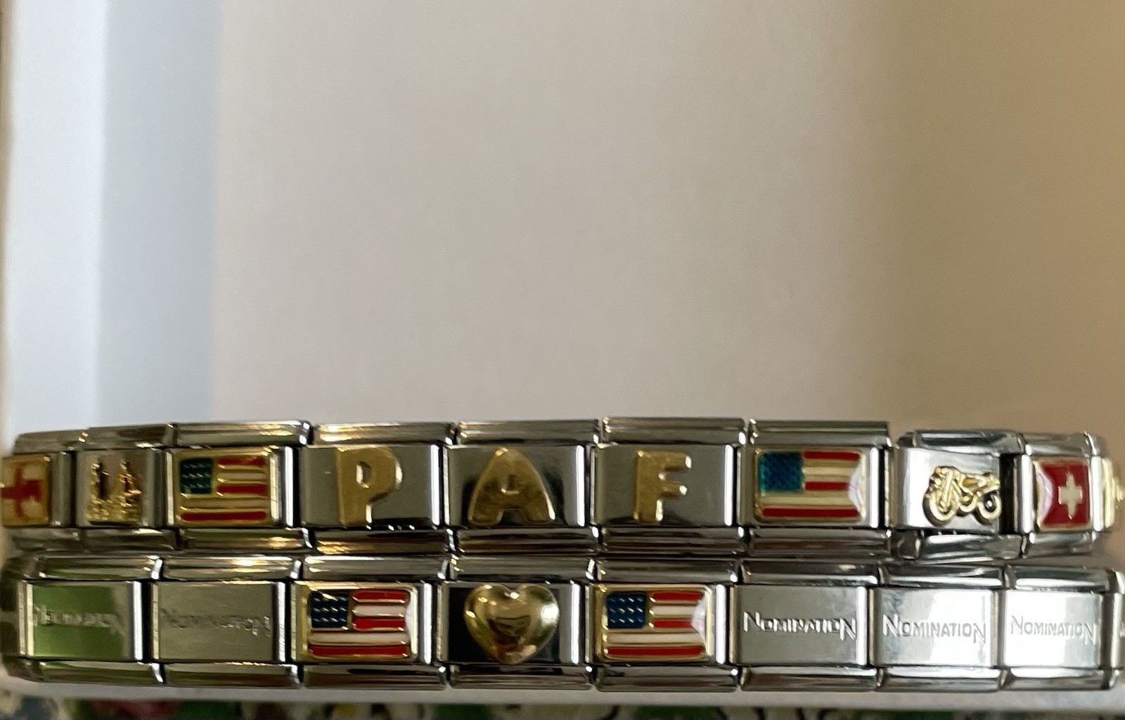 Lot of 8 Genuine Stainless Steel Nomination Charm Bracelets (4 new & 4 used)