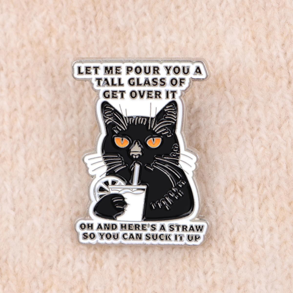 Funny ADHD Quote Enamel Pin Cartoon Cat Brooch Lapel Badge Gift Jewelry