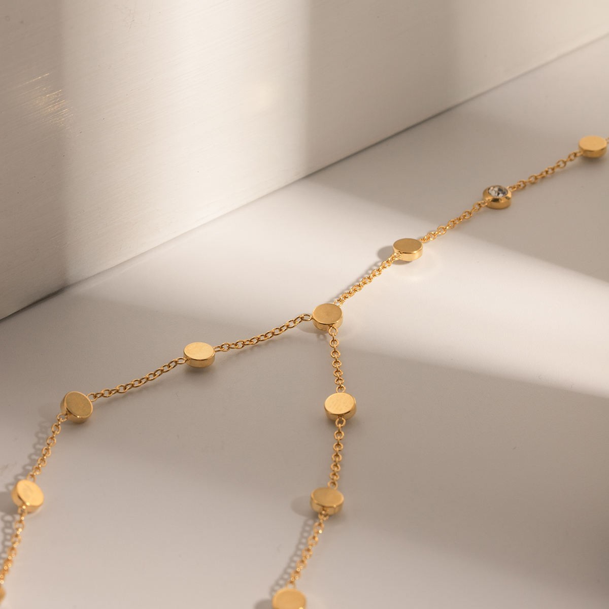 18K Gold Plated Zircon Y Necklace Stainless Steel Long Chain