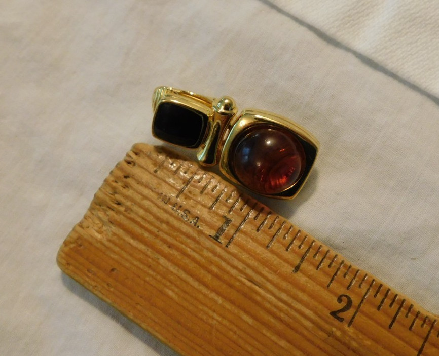 Joan Rivers Classics Collection Faux Amber Enamel Clip On Earrings